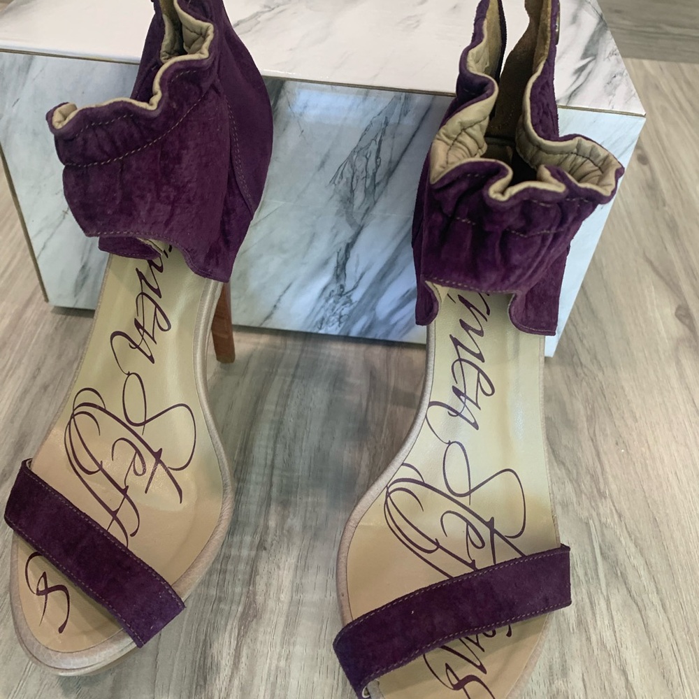Luxurious Purple Velvet Sandals with Metallic Accents
